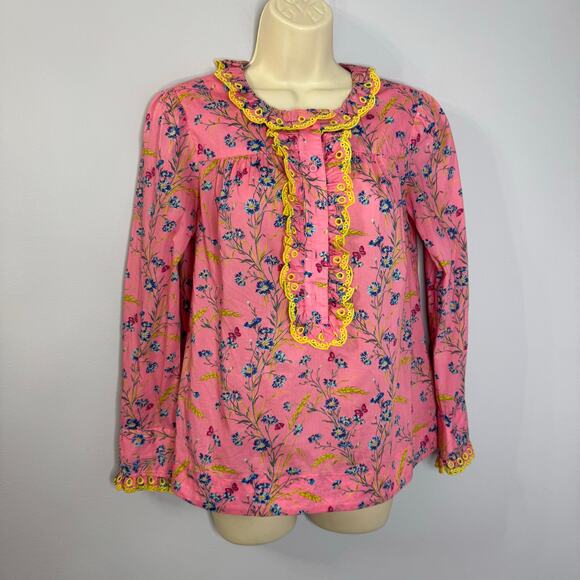 J. Crew Cotton Poplin Ruffle Blouse in Liberty® Wheat Bouquet floral print XXS - Picture 6 of 11